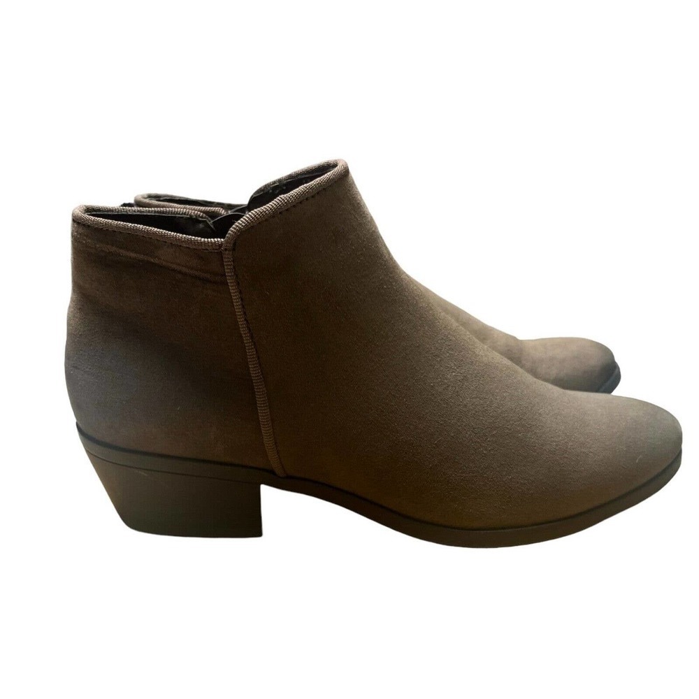 DUNES Booties Sz 7‎ 1/2 M Easton  Brown Side Zip Up Ankle Booties 1 3/4" He…